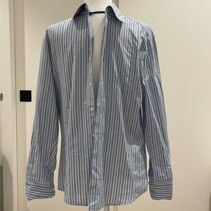Theory for Scoop Blue and White Pinstripe Button Down Shirt Size S